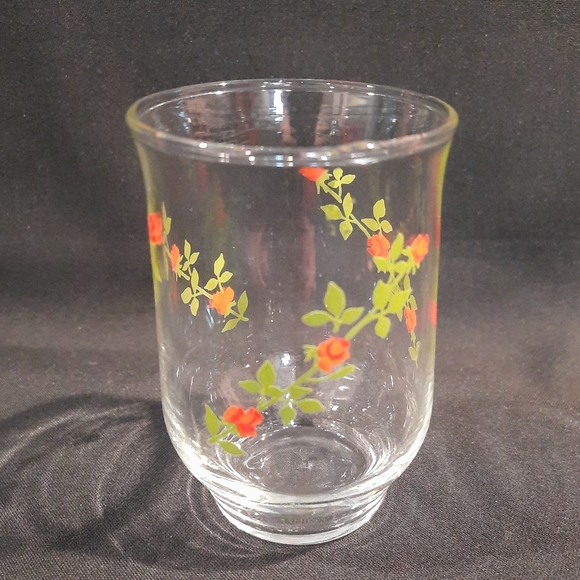 Vintage 1970s Anchor Hocking Red Rose Juice Glass ~ Set of 2 - Picture 2 of 5